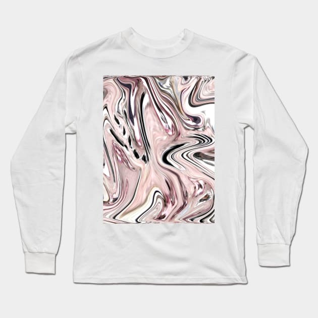 preppy spring pastel color grey pink marble swirls Long Sleeve T-Shirt by Tina